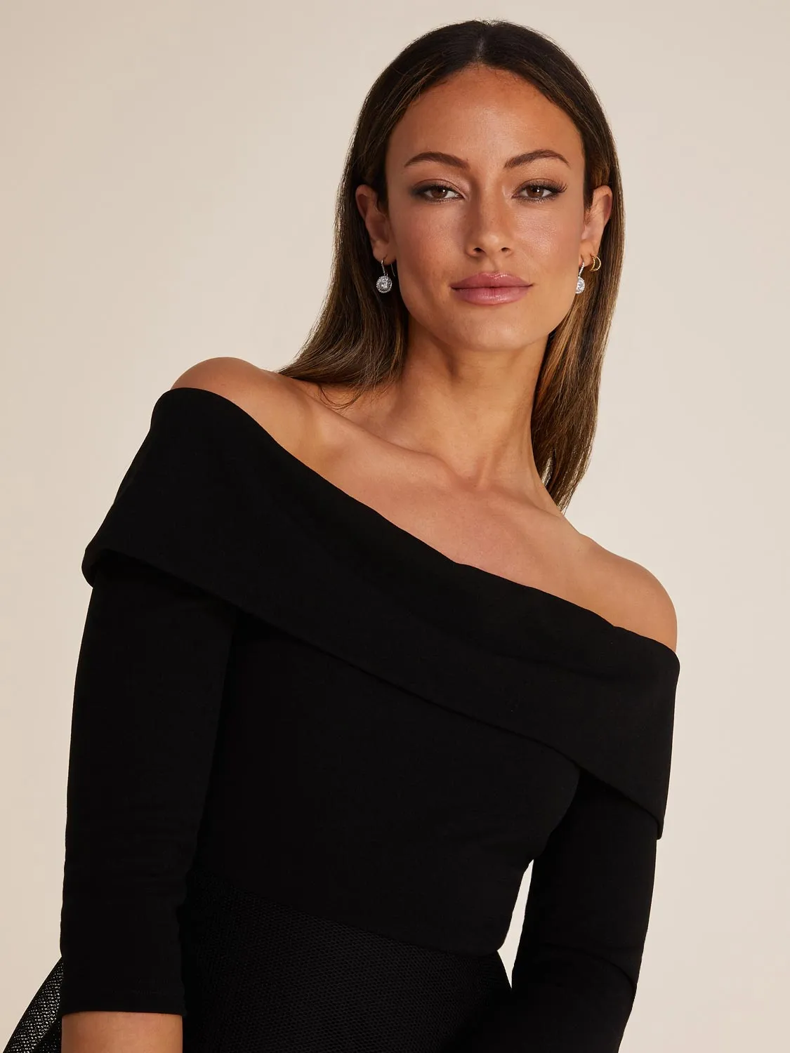 Off-The-Shoulder Fit & Flare Knee Length Dress sold by Suzy Shier product image thumbnail 4