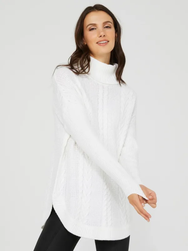 Cable Knit Turtleneck Drop Shoulder Sweater sold by Suzy Shier