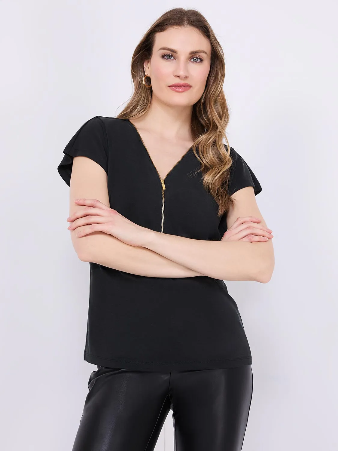 Zip-Front Dolman Sleeve Top sold by Suzy Shier product image thumbnail 4