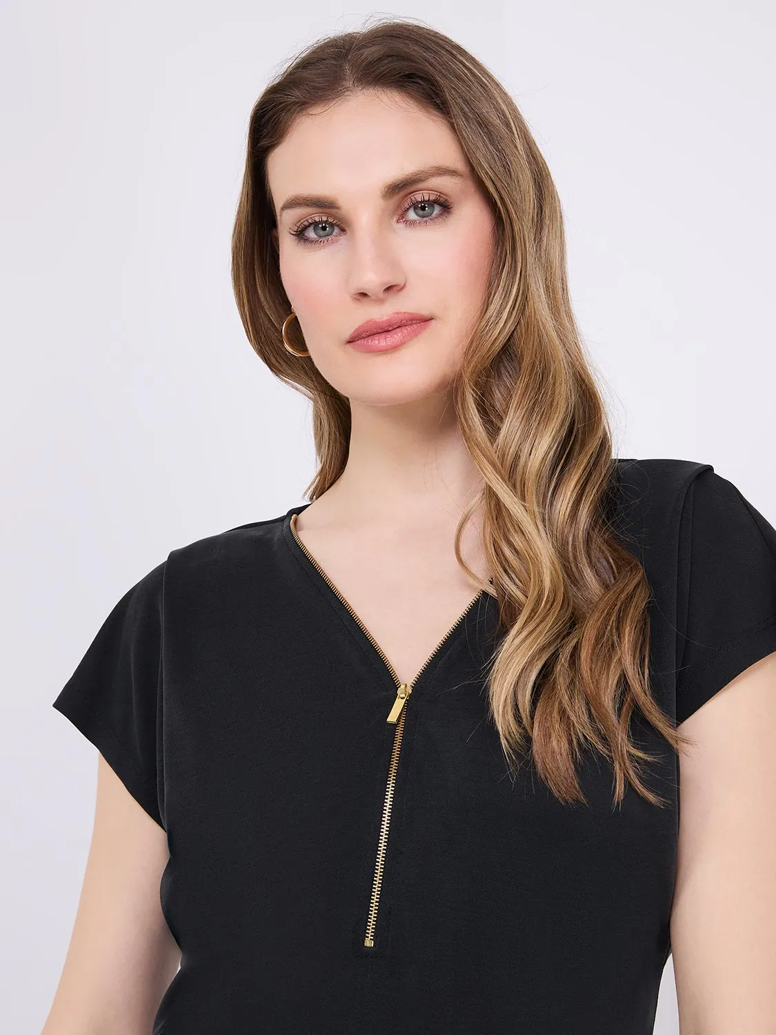 Zip-Front Dolman Sleeve Top sold by Suzy Shier product image thumbnail 3