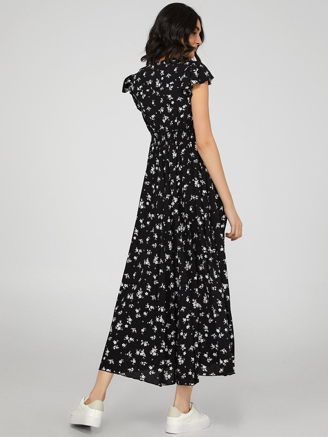 Button-Front Maxi Dress With Smocked Waist sold by Suzy Shier product image thumbnail 5