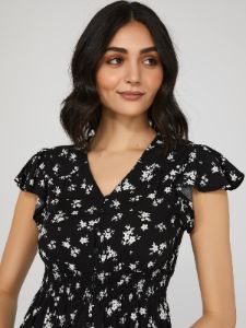 Button-Front Maxi Dress With Smocked Waist sold by Suzy Shier