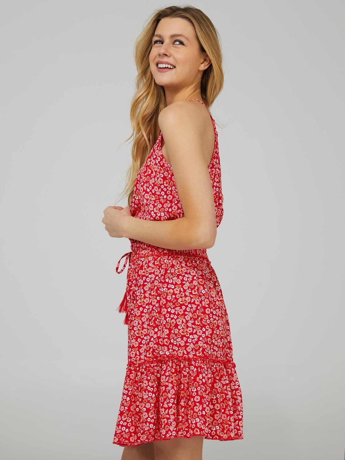Printed Halter Neck Dress With Smocked Waistband sold by Suzy Shier product image thumbnail 4