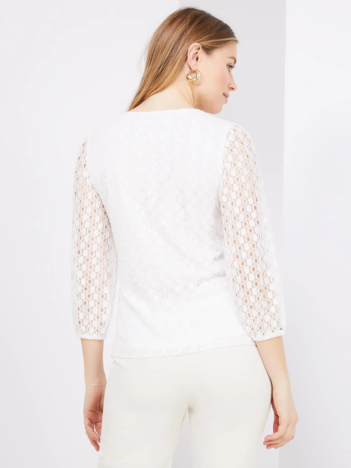 3/4 Puff Sleeve Lace Top sold by Suzy Shier product image thumbnail 5