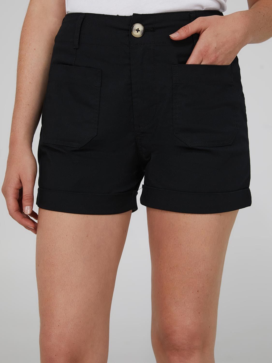 High Waisted Shorts With Cuffed Hem sold by Suzy Shier product image thumbnail 6
