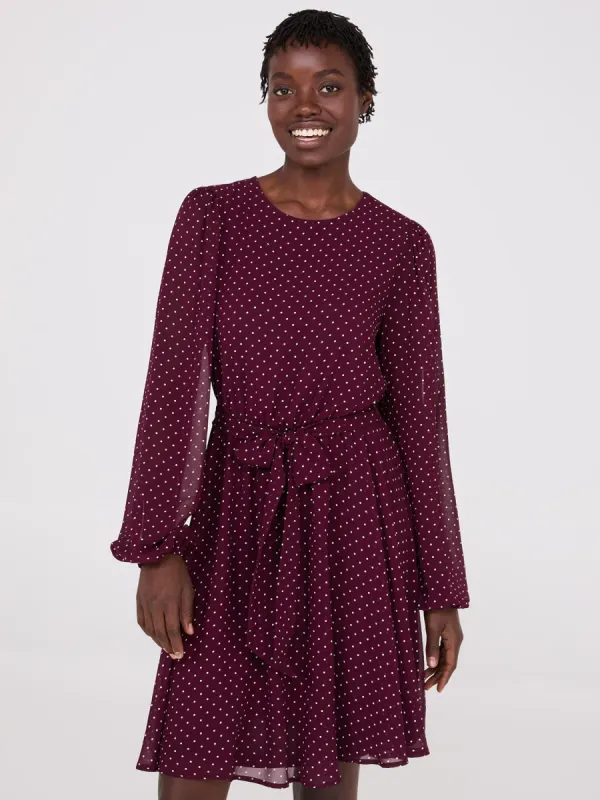 Dot Print Chiffon Fit & Flare Mini Dress sold by Suzy Shier