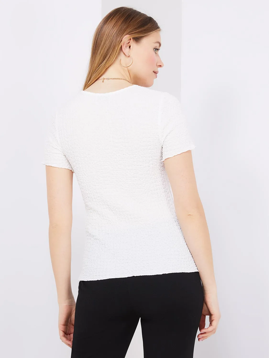 Textured Crew Neck T-Shirt sold by Suzy Shier product image thumbnail 5