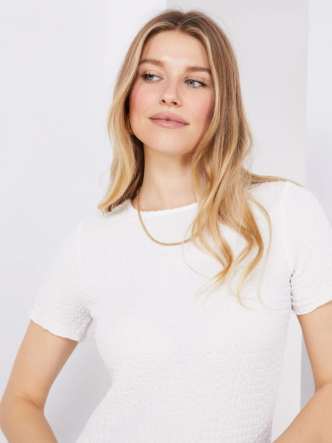 Textured Crew Neck T-Shirt sold by Suzy Shier product image thumbnail 2