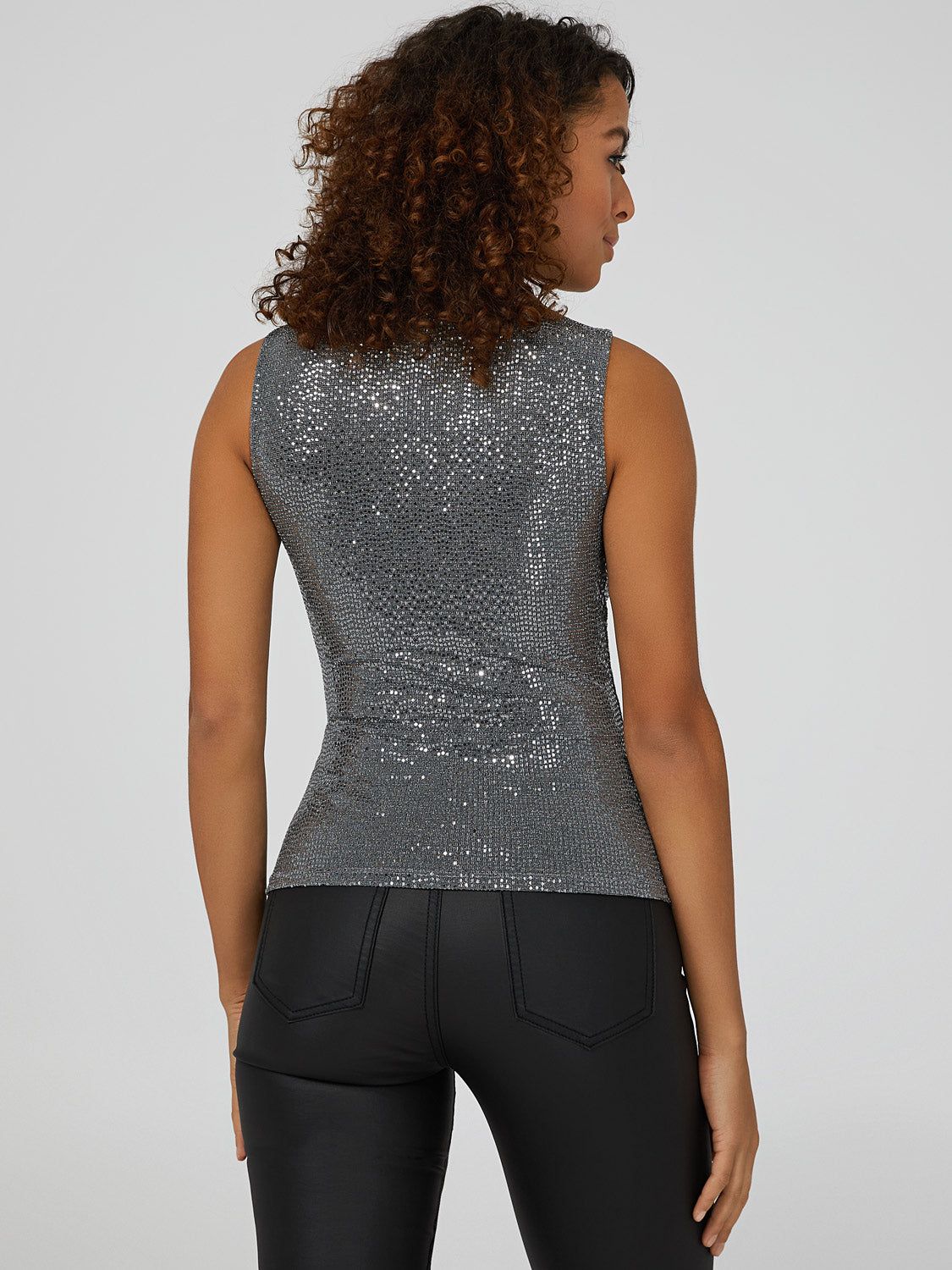 Glitter Knit Sleeveless Knot Front Top sold by Suzy Shier product image thumbnail 4