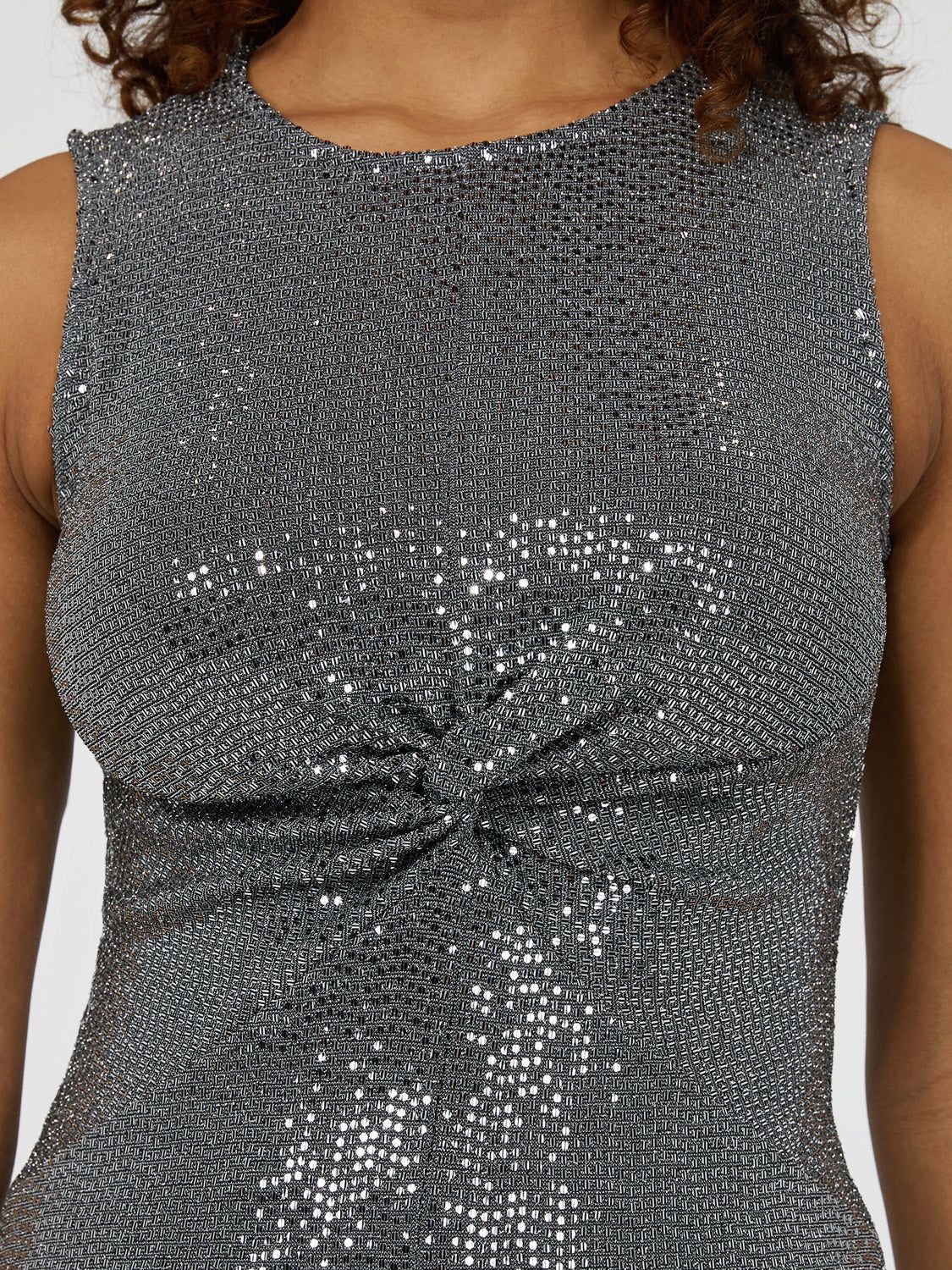 Glitter Knit Sleeveless Knot Front Top sold by Suzy Shier product image thumbnail 5