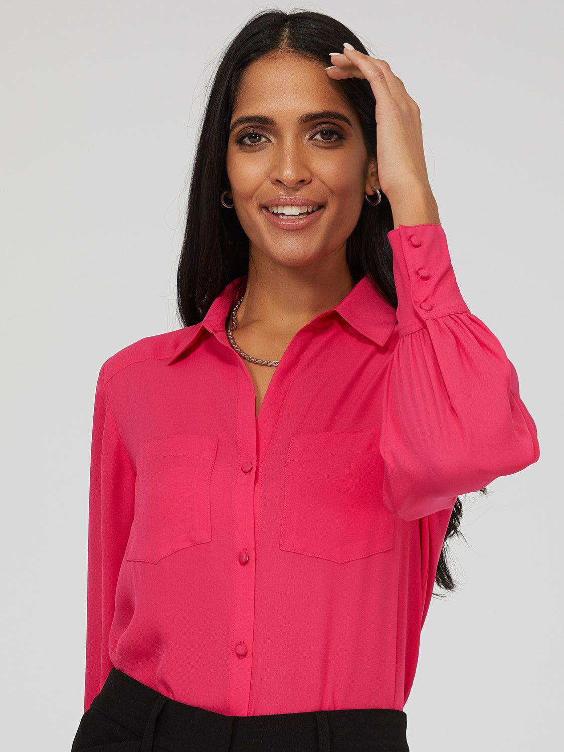 Sheer Button Down Blouse sold by Suzy Shier product image thumbnail 2