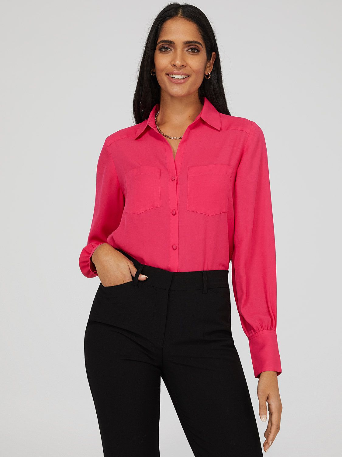 Sheer Button Down Blouse sold by Suzy Shier