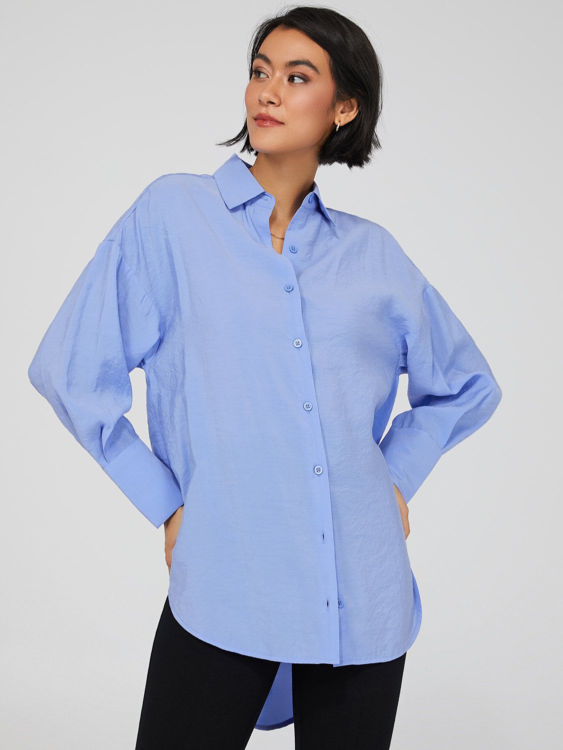 Oversized Button-Down Blouse sold by Suzy Shier
