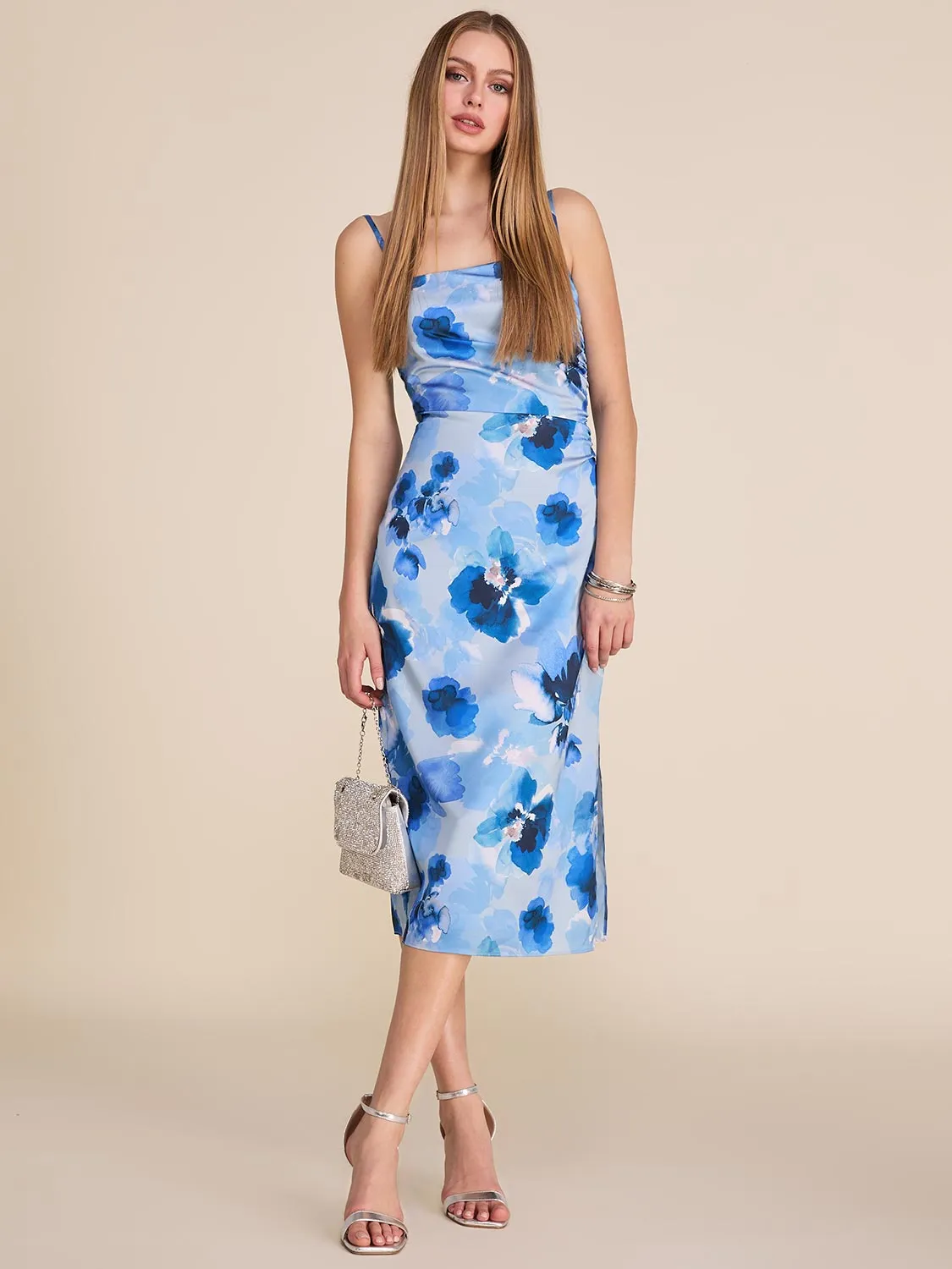 Floral Printed Midi Satin Dress sold by Suzy Shier