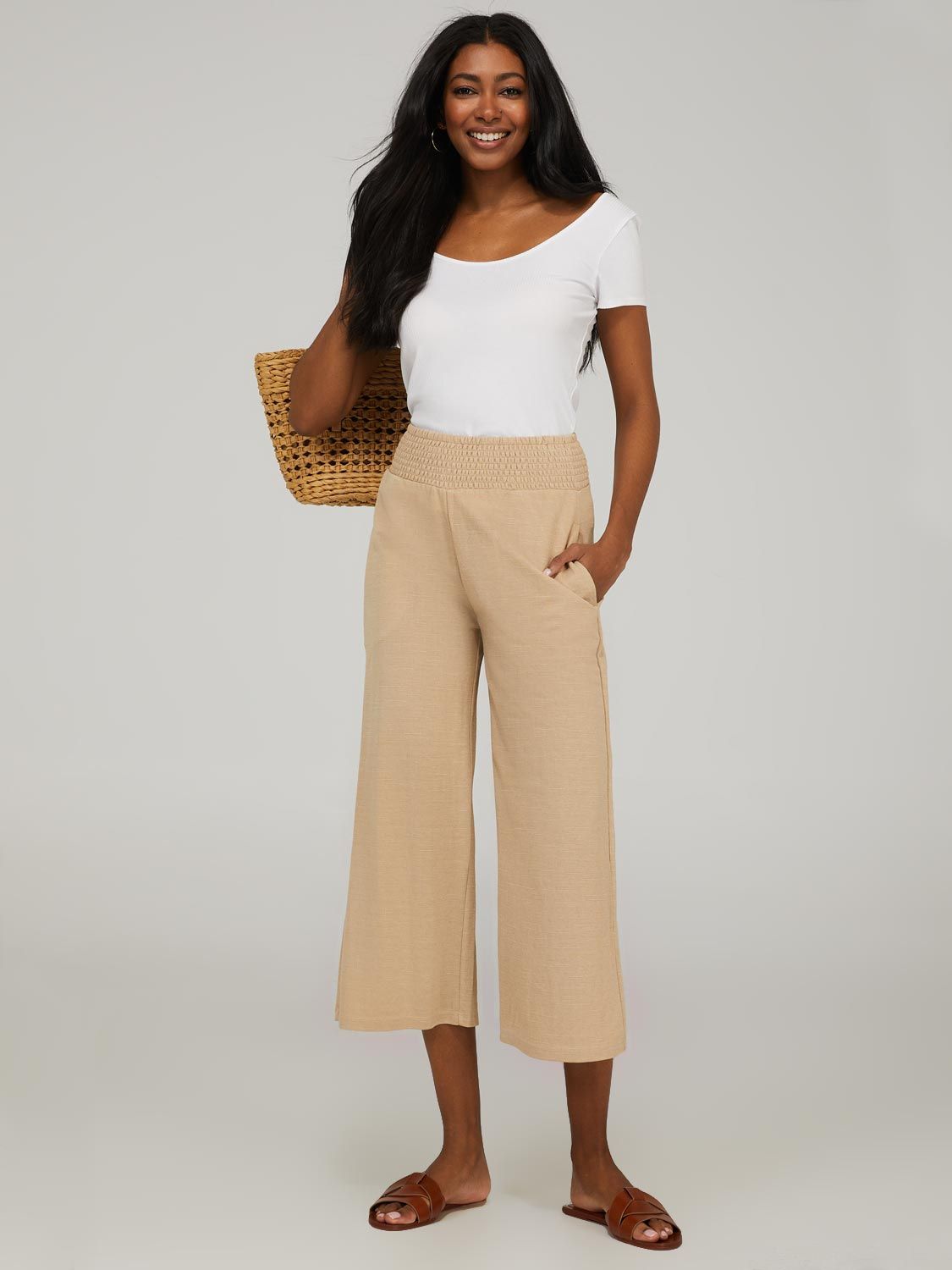 High Rise Gaucho Pants With Side Pockets sold by Suzy Shier