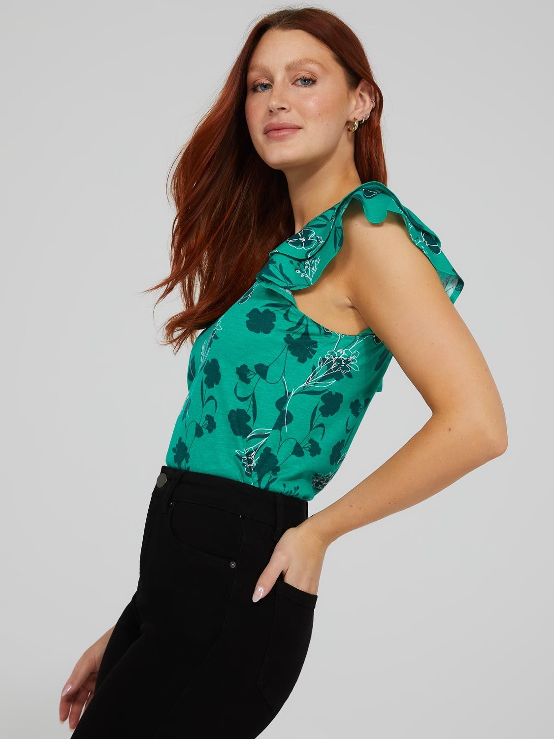 Double Ruffled Cap Sleeve Top sold by Suzy Shier product image thumbnail 3