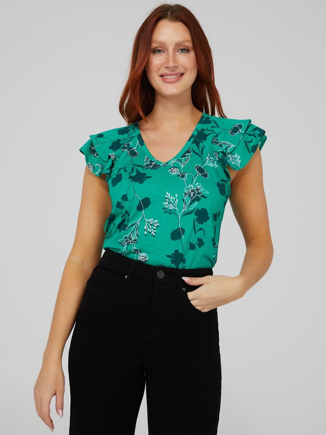 Double Ruffled Cap Sleeve Top sold by Suzy Shier product image thumbnail 2