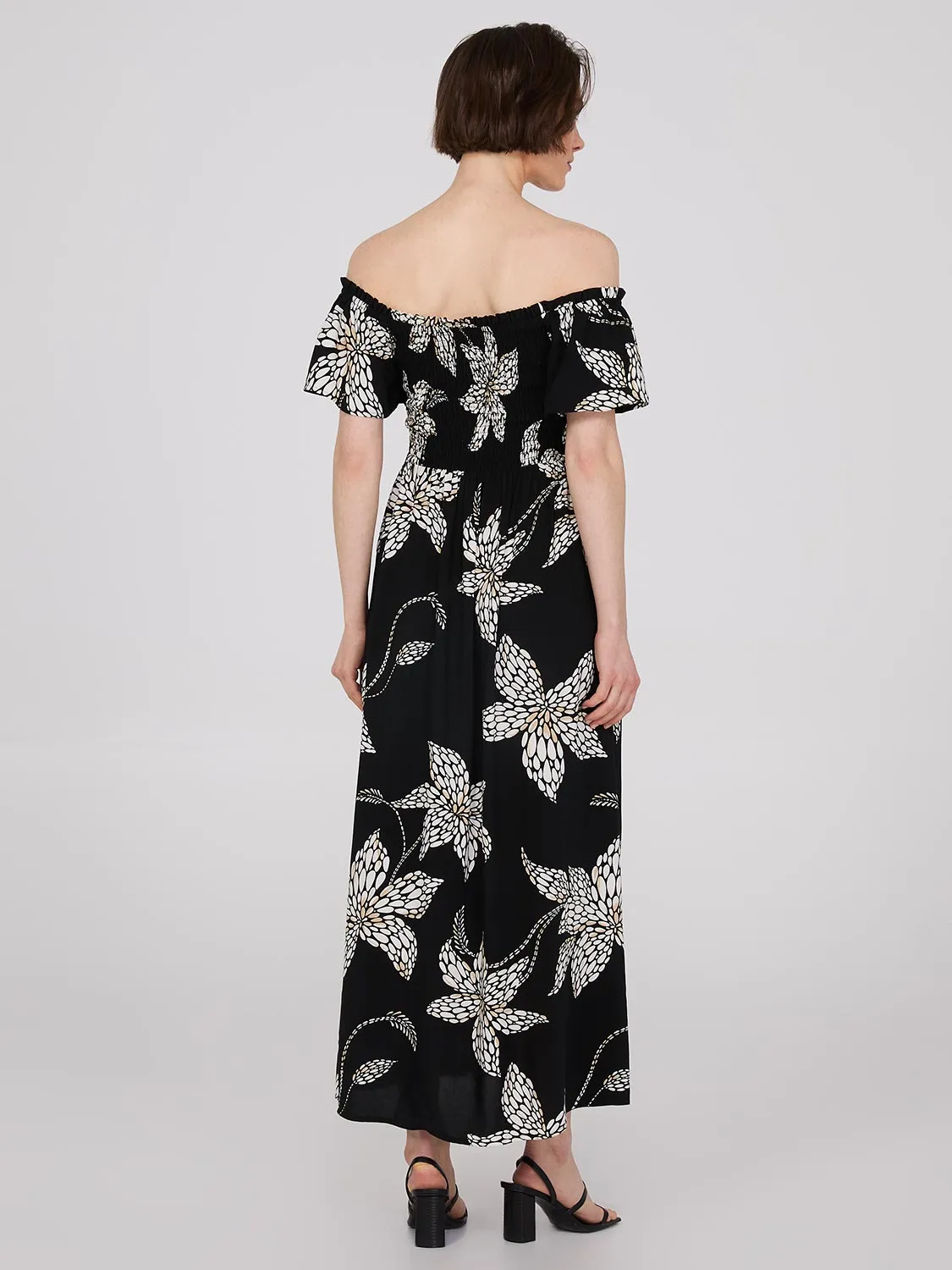 Floral Print Flutter Sleeve Maxi Dress sold by Suzy Shier product image thumbnail 4