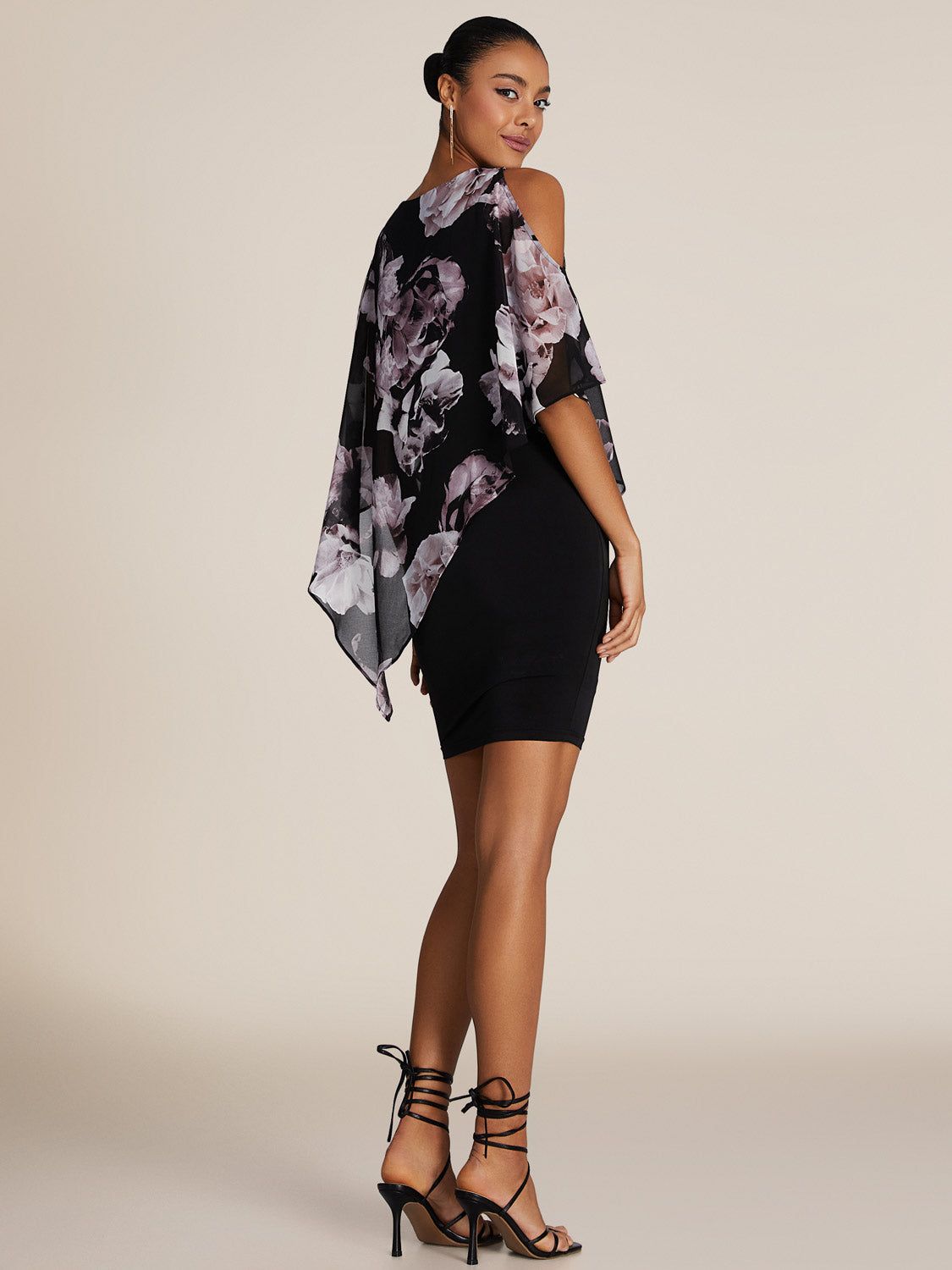 Round Neck Mini Dress With Chiffon Overlay sold by Suzy Shier product image thumbnail 4