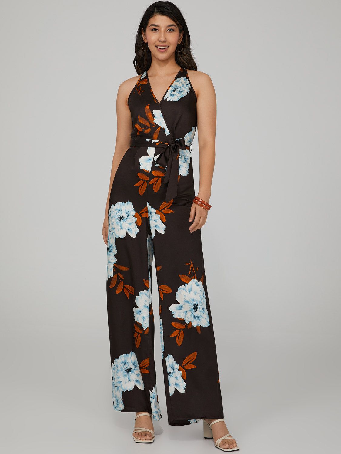 Satin Wide Leg Jumpsuit sold by Suzy Shier