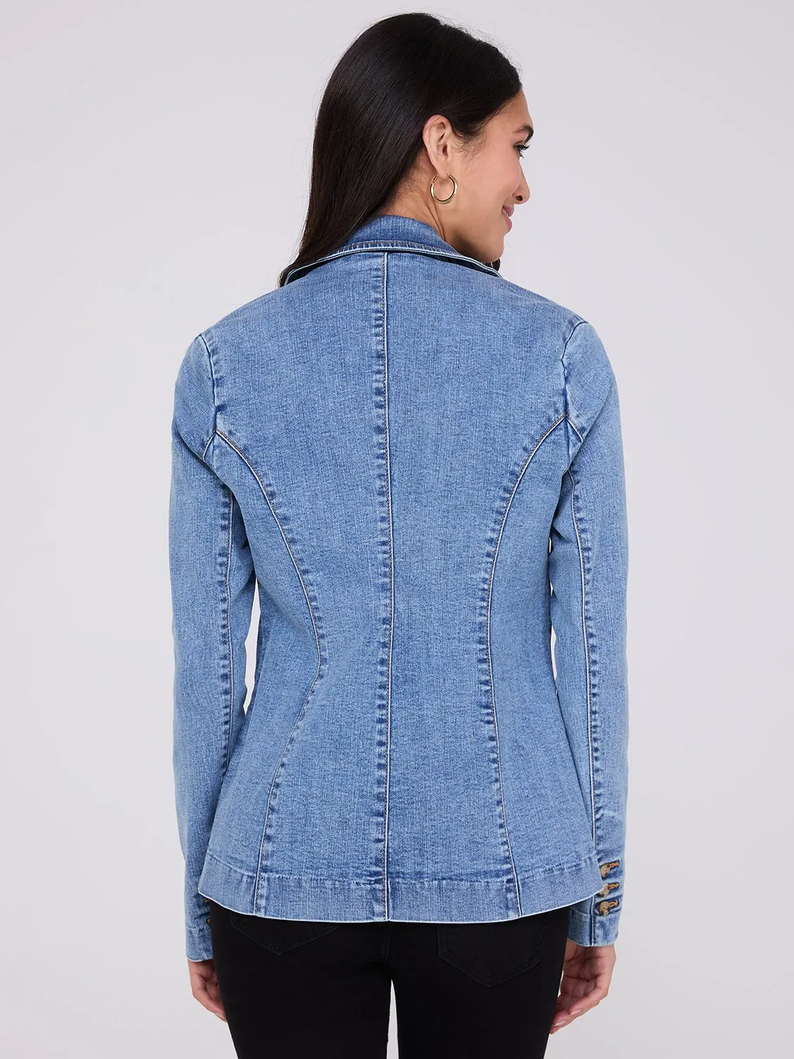 1-Button Denim Blazer sold by Suzy Shier product image thumbnail 5