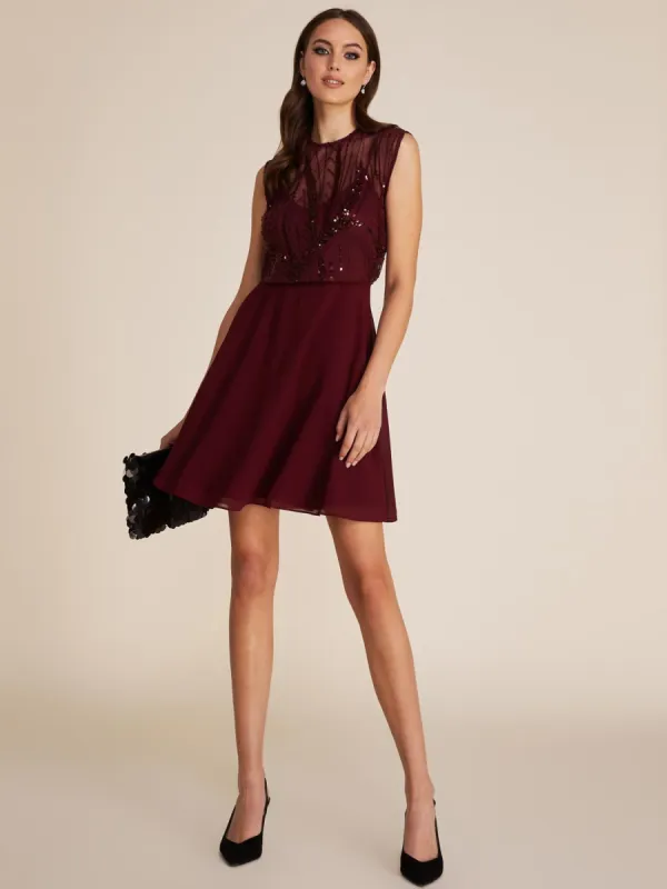 Illusion Sequin Mini Fit & Flare Dress sold by Suzy Shier