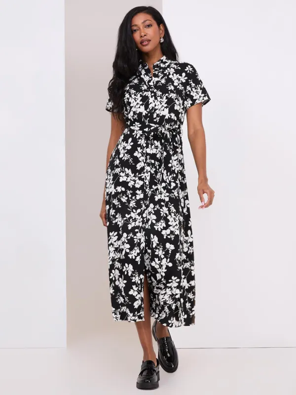 Floral Print Button-Front Midi Shirtdress sold by Suzy Shier
