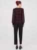Plaid Long Chiffon Sleeve Boat Neck Top sold by Suzy Shier