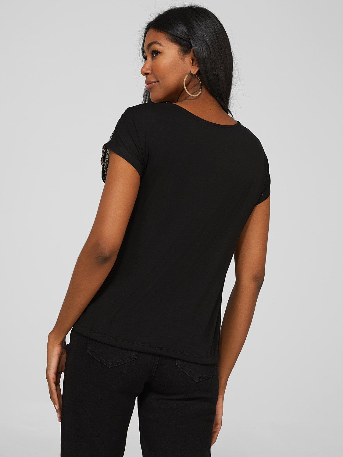 Printed Dolman Sleeve Top With Drawstring sold by Suzy Shier product image thumbnail 4