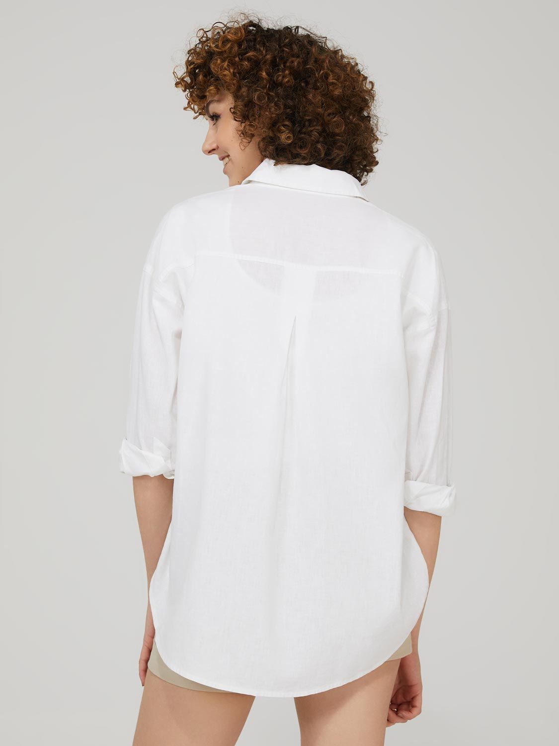 Oversized Button-Front Linen Shirt sold by Suzy Shier product image thumbnail 9