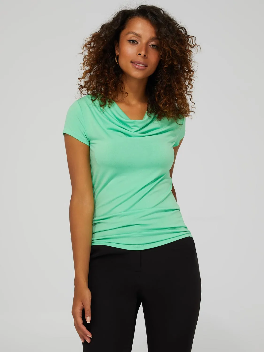 Short Sleeve Crepe Cowl Neck Top sold by Suzy Shier product image thumbnail 2