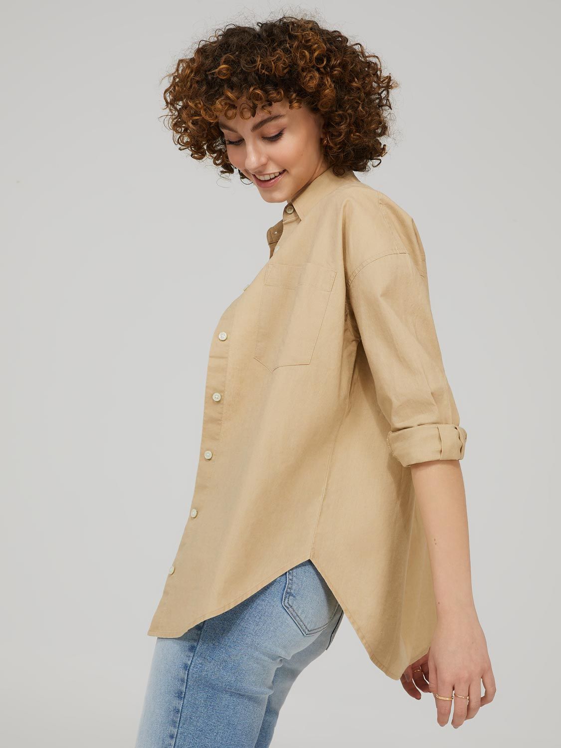 Oversized Button-Front Linen Shirt sold by Suzy Shier product image thumbnail 4