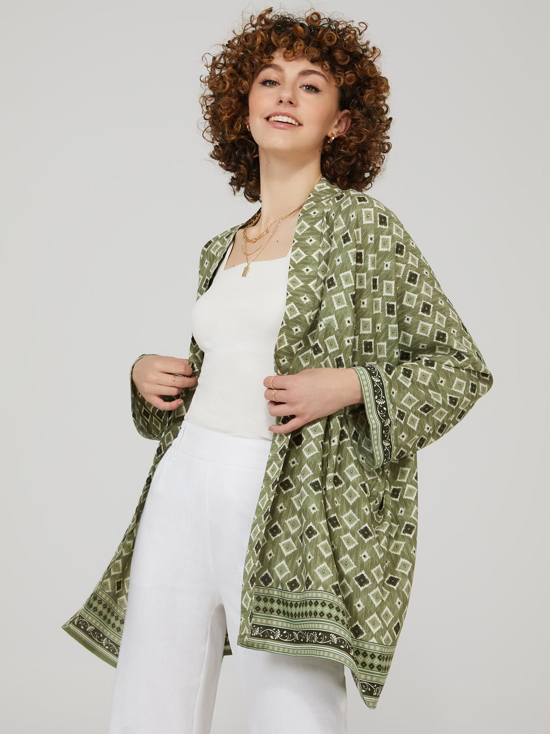 Ikat Print Crepe Kimono sold by Suzy Shier product image thumbnail 3