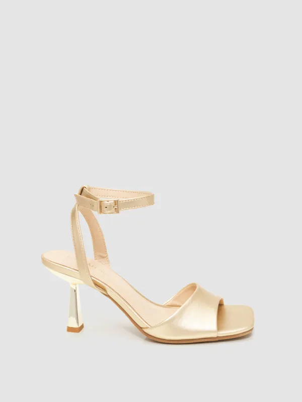 Square Toe Patent Faux-Leather High Heel Sandal sold by Suzy Shier