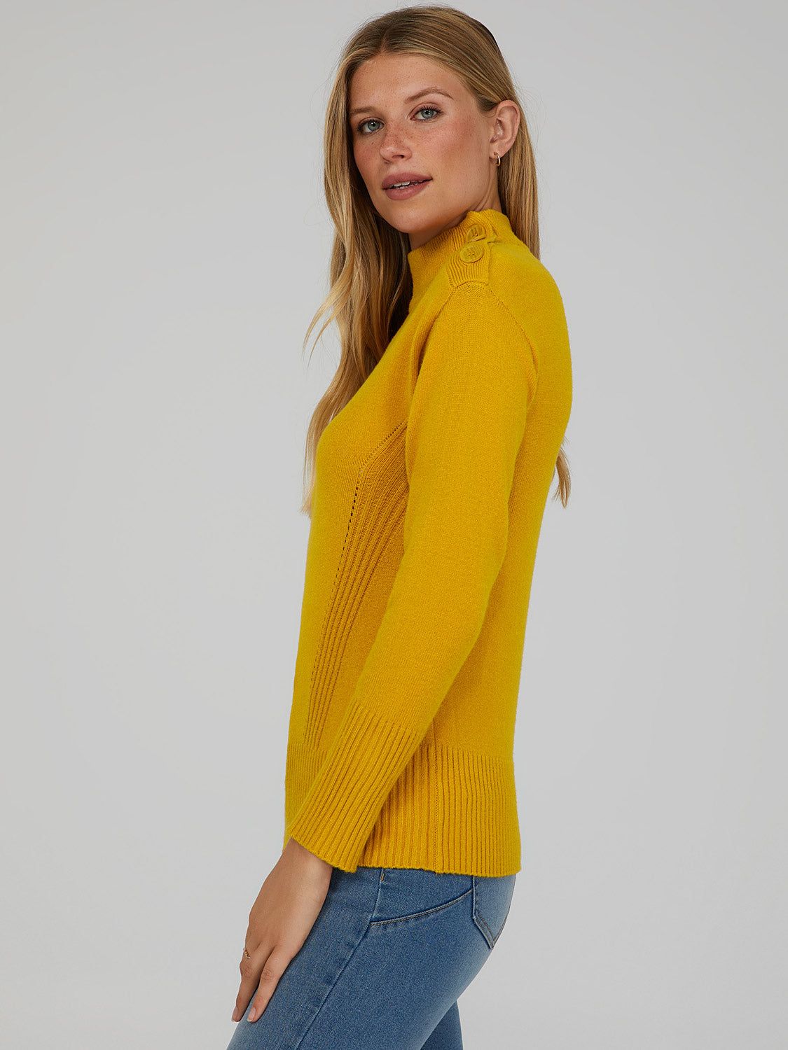 Mock Neck Sweater With Button Detail sold by Suzy Shier product image thumbnail 7