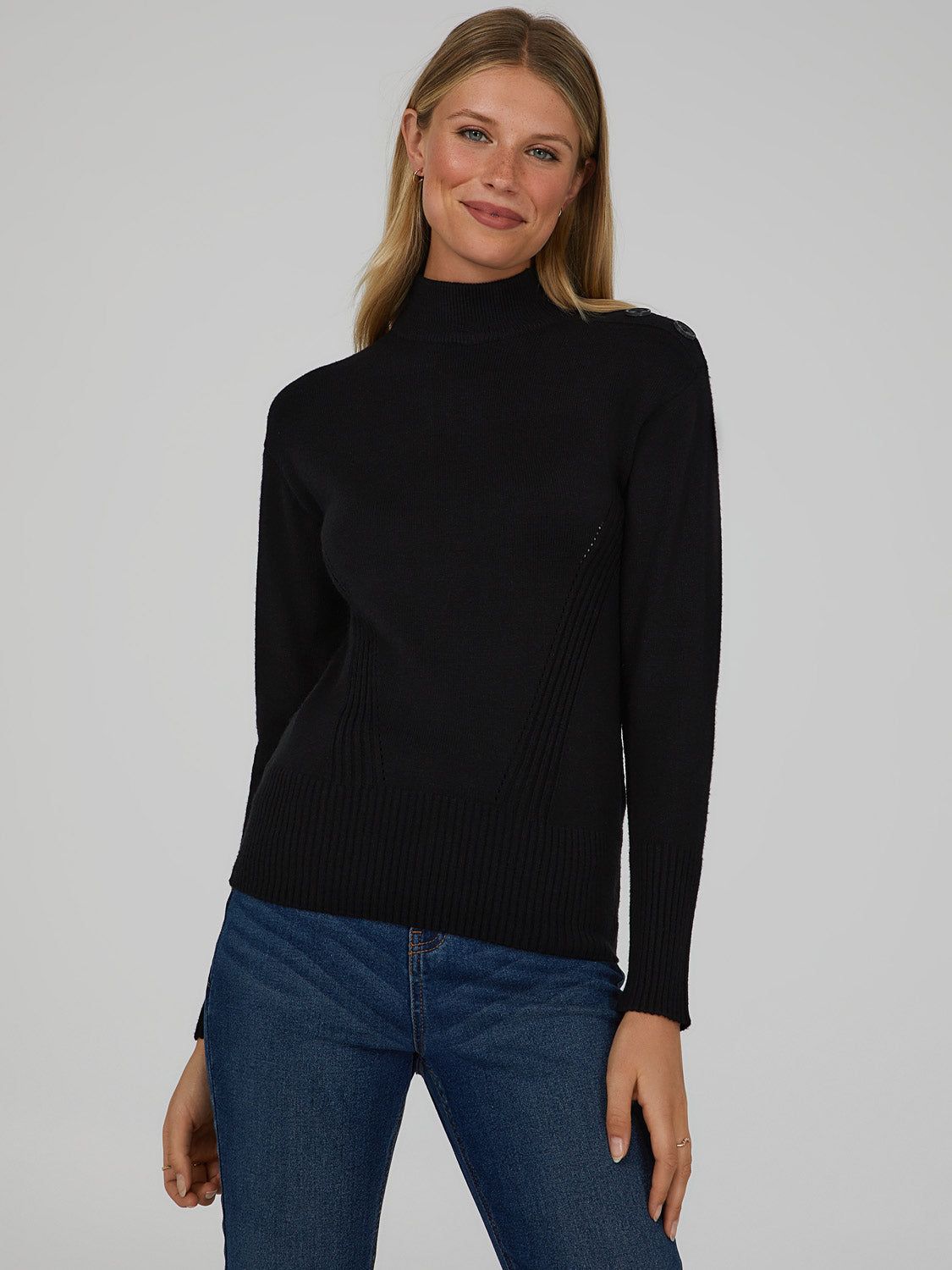 Mock Neck Sweater With Button Detail sold by Suzy Shier product image thumbnail 13