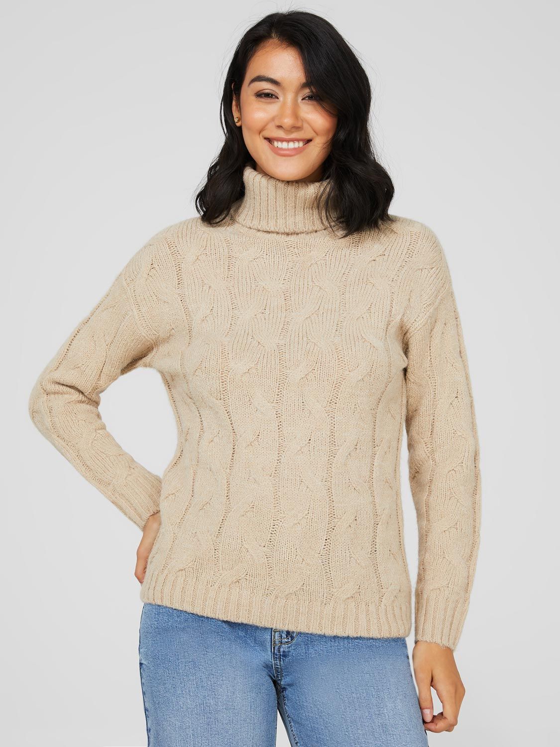Cable Knit Turtleneck Sweater sold by Suzy Shier