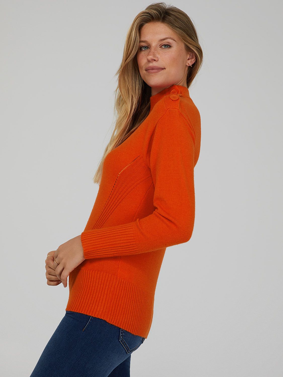 Mock Neck Sweater With Button Detail sold by Suzy Shier product image thumbnail 3
