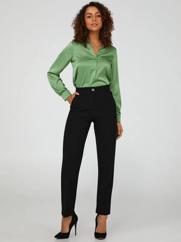 High Rise Zip-Front Trousers sold by Suzy Shier