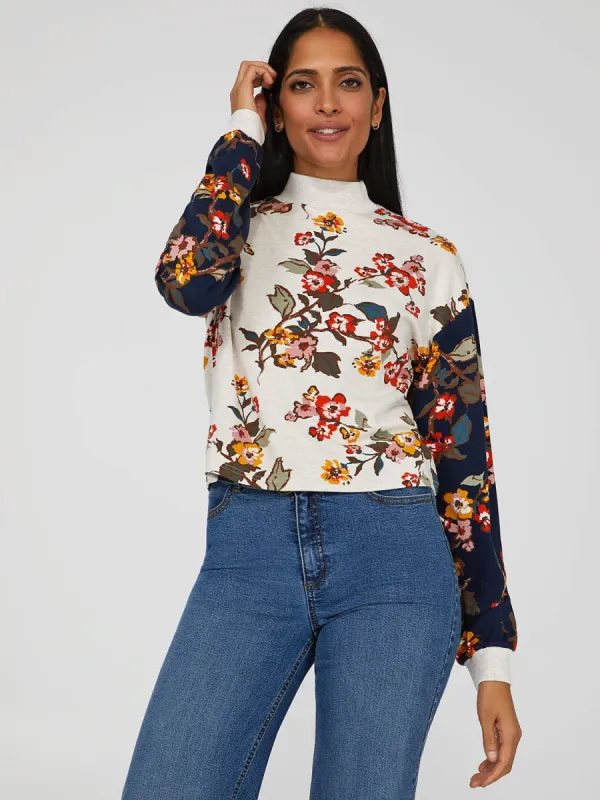 Floral Print Fleece Sweatshirt sold by Suzy Shier