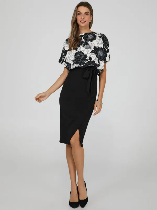 Printed 2-Fer Knee Length Dress made by Suzy Shier