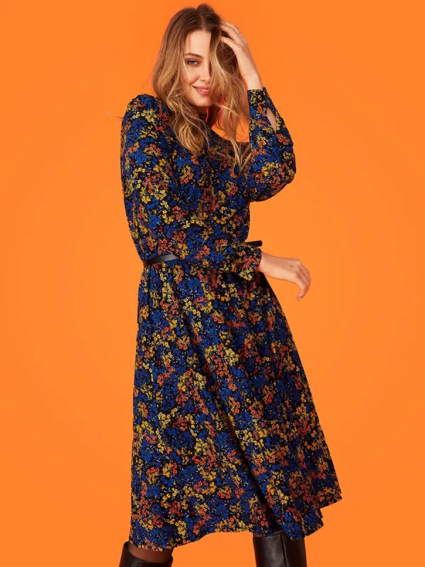 Belted Mock Neck Midi Dress sold by Suzy Shier