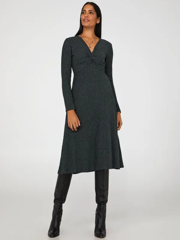 Twisted V-Neck Midi Dress sold by Suzy Shier