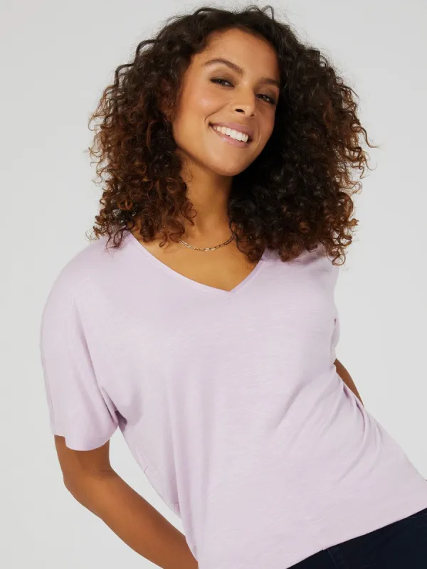 Dolman Sleeve Jersey Top With Satin Neckline sold by Suzy Shier