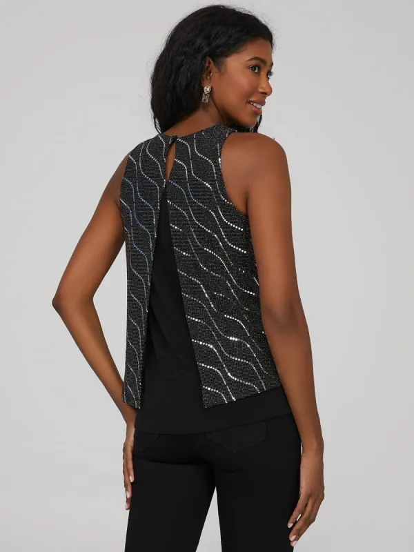 Glitter Wave Open Back Tank Top sold by Suzy Shier