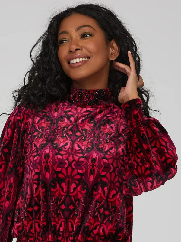 Velvet Damask Party Top sold by Suzy Shier