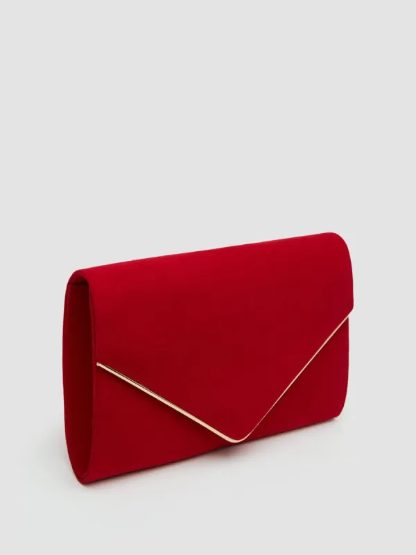 Flapover Envelope Clutch With Metal Trim sold by Suzy Shier