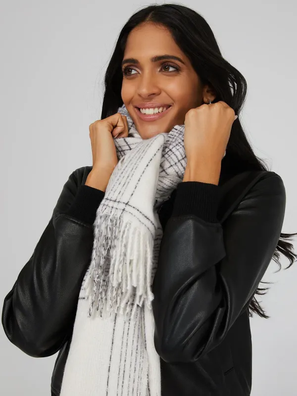 Plaid Fringe Edge Scarf sold by Suzy Shier