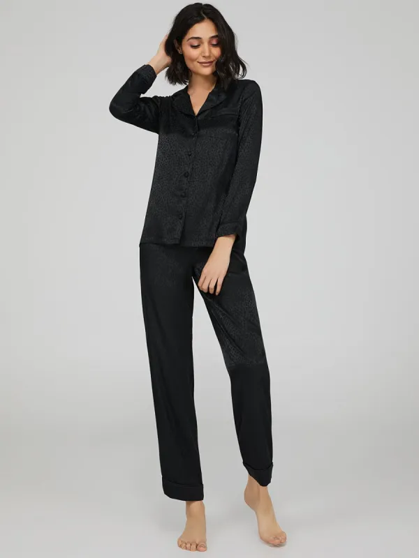 Satin Leopard Print PJ Set sold by Suzy Shier