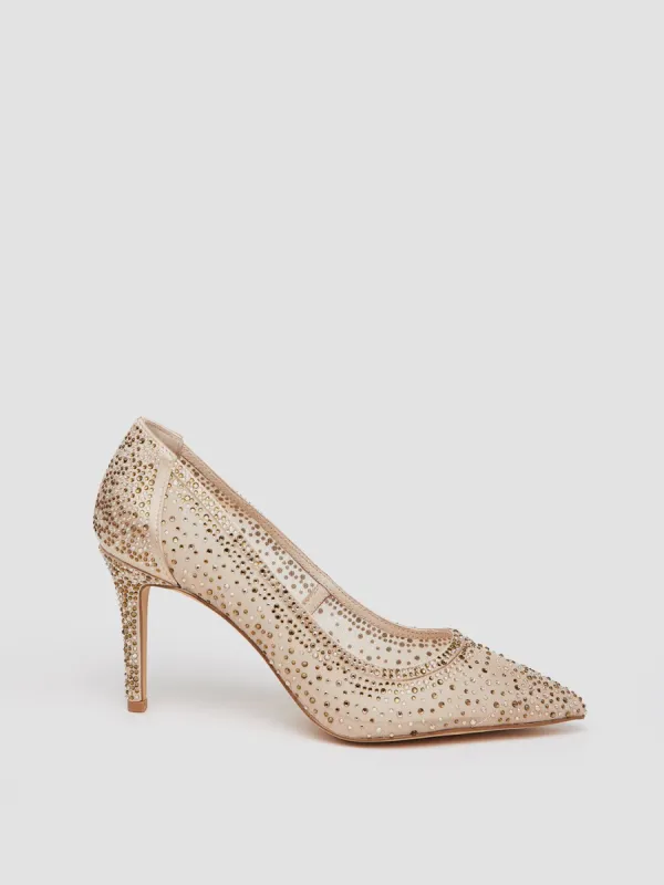 Jewelled Mesh Pointed Toe Pump sold by Suzy Shier